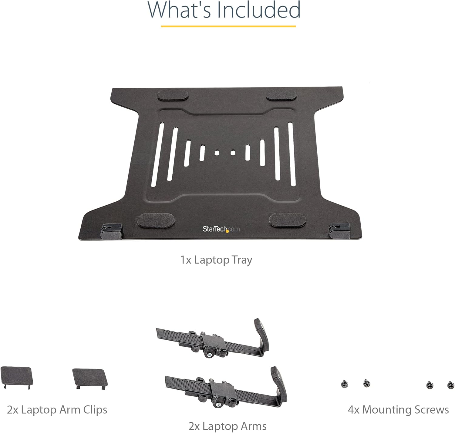 StarTech.com VESA Laptop Tray – Adjustable Monitor Arm Laptop Tray Secures Notebooks (4.5kg / 9.9lb) – 75×75 & 100×100 VESA Mount Holes – Ventilated – for Monitor Desk Mounts/Stands (Laptop-ARM-Tray)