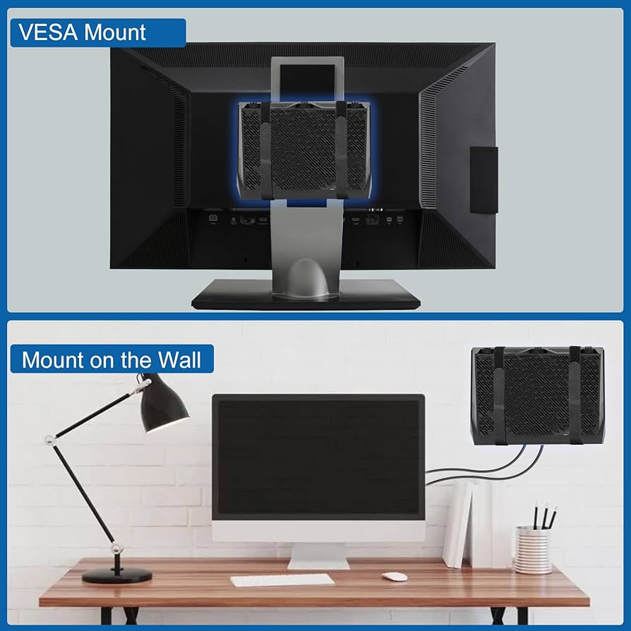 Universal Wall and VESA Mount for Micro PC, UPS Units, WiFi Router, Cable Modem and Other Electronic Devices Adjustable Strap Mount Bracket for Dell Lenovo HP mini pc, Mounted Behind The TV or Monitor