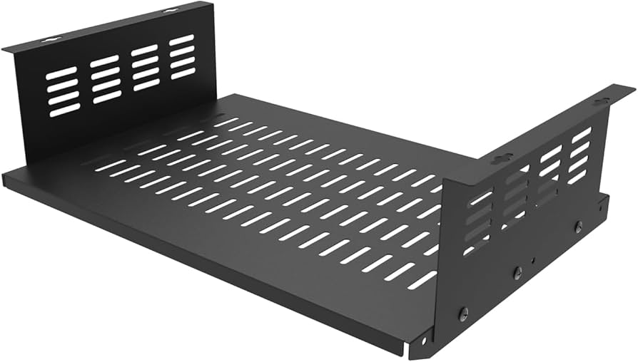 JINGCHENGMEI Under Desk Computer Mount for Small Form Factor SFF Computers and PCs,Using Space 17.3″ x H 4″ x D 12″, Compatible with PlayStation 4, PS4 Slim, PS4 Pro,Gaming Under Desk(4inch High