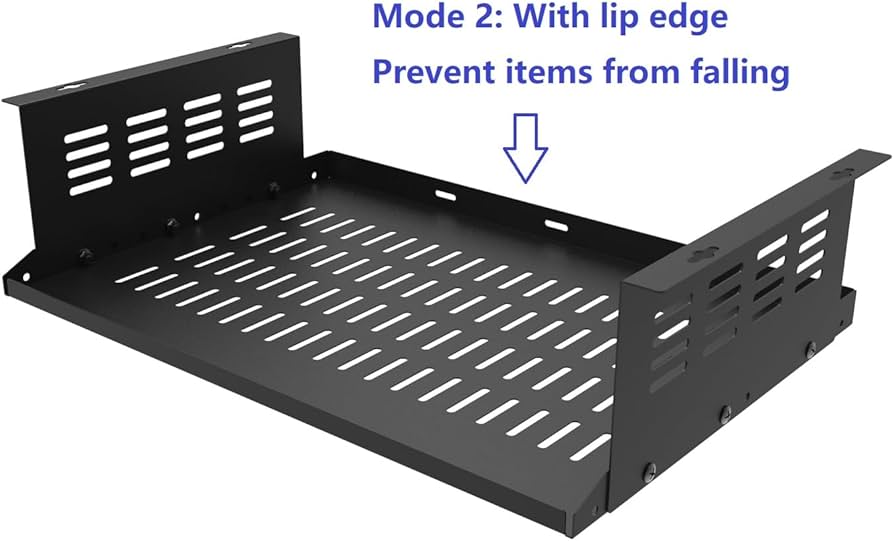 JINGCHENGMEI Under Desk Computer Mount for Small Form Factor SFF Computers and PCs,Using Space 17.3″ x H 4″ x D 12″, Compatible with PlayStation 4, PS4 Slim, PS4 Pro,Gaming Under Desk(4inch High