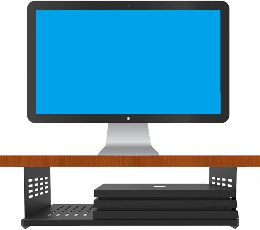 JINGCHENGMEI Under Desk Computer Mount for Small Form Factor SFF Computers and PCs,Using Space 17.3″ x H 4″ x D 12″, Compatible with PlayStation 4, PS4 Slim, PS4 Pro,Gaming Under Desk(4inch High