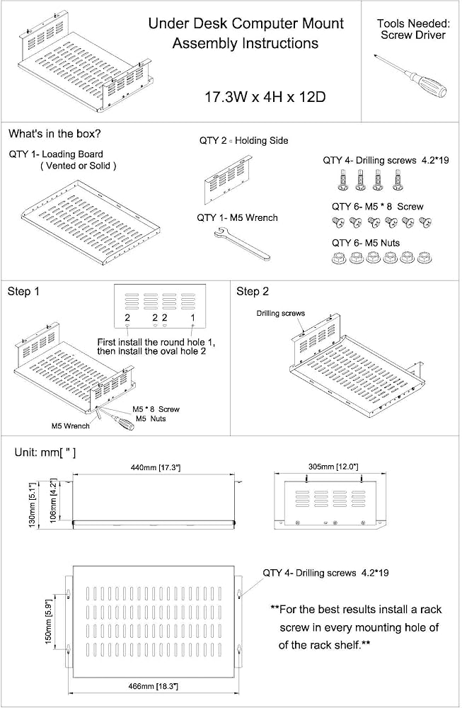 JINGCHENGMEI Under Desk Computer Mount for Small Form Factor SFF Computers and PCs,Using Space 17.3″ x H 4″ x D 12″, Compatible with PlayStation 4, PS4 Slim, PS4 Pro,Gaming Under Desk(4inch High
