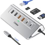 P9R PRO USB C Hub Ethernet, 10 in 1 USB Docking Station 10Gbps with 4K@60Hz HDMI, USB C and 2 USB A 3.2, LAN, 2 USB A 2.0, PD 100W, SD/TF Ports, USB to Ethernet Adapter for PC, iPhone 16/15, Mac