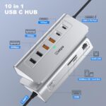 P9R PRO USB C Hub Ethernet, 10 in 1 USB Docking Station 10Gbps with 4K@60Hz HDMI, USB C and 2 USB A 3.2, LAN, 2 USB A 2.0, PD 100W, SD/TF Ports, USB to Ethernet Adapter for PC, iPhone 16/15, Mac