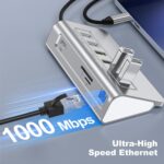 P9R PRO USB C Hub Ethernet, 10 in 1 USB Docking Station 10Gbps with 4K@60Hz HDMI, USB C and 2 USB A 3.2, LAN, 2 USB A 2.0, PD 100W, SD/TF Ports, USB to Ethernet Adapter for PC, iPhone 16/15, Mac