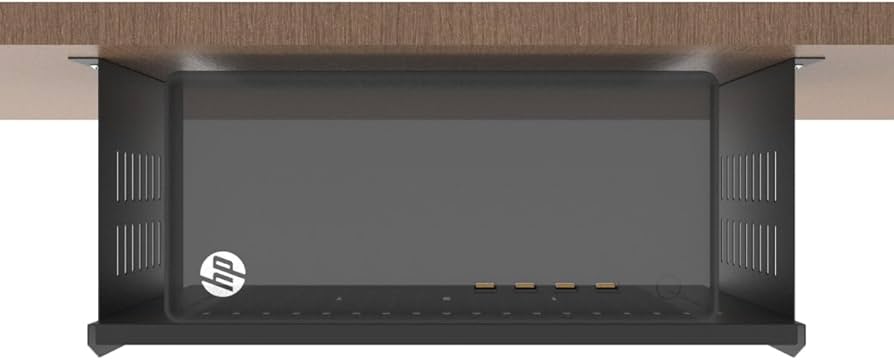 JINGCHENGMEI Under Desk Computer Mount for Small Form Factor SFF Computers and PCs, W 17.3″ x H 6.5″ x D 12″, Compatible with PlayStation 4, PS4 Slim, PS4 Pro for Under Desk Gaming (6.5inch High)