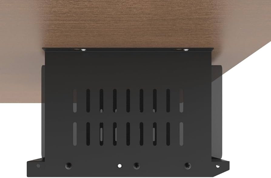 JINGCHENGMEI Under Desk Computer Mount for Small Form Factor SFF Computers and PCs, W 17.3″ x H 6.5″ x D 12″, Compatible with PlayStation 4, PS4 Slim, PS4 Pro for Under Desk Gaming (6.5inch High)