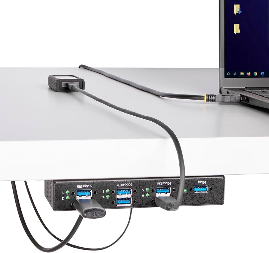 StarTech.com 7-Port Managed USB Hub with 7X USB-A, Heavy Duty with Metal Industrial Housing, ESD & Surge Protection, Wall/Desk/Din-Rail Mountable, USB 3.0/3.1/3.2 Gen 1 5Gbps, TAA