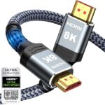 Highwings 8K 10K 4K HDMI Cable 48Gbps 6.6FT/2M, Certified Ultra High Speed HDMI Cable Braided Cord-4K@120Hz 8K@60Hz, DTS:X, HDCP 2.2 & 2.3, HDR 10 Compatible with Roku TV/PS5/HDTV/Blu-ray