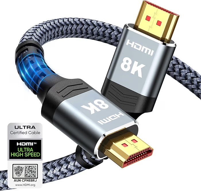 Highwings 8K 10K 4K HDMI Cable 48Gbps 6.6FT/2M, Certified Ultra High Speed HDMI Cable Braided Cord-4K@120Hz 8K@60Hz, DTS:X, HDCP 2.2 & 2.3, HDR 10 Compatible with Roku TV/PS5/HDTV/Blu-ray