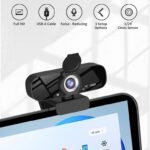 Tewiky Full HD Webcam with Built-in Microphone and Rotatable Tripod, 1080P Video and Wide Angle Camera, Privacy Cover, for Desktop PC or Laptop Computer