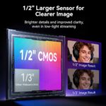 EMEET S600L 4K Webcam for Streaming with Ring Light, 4 Lighting Modes, Rainbow Effect, 1/2″ Sensor, AI Imaging, 0.2S PDAF, 2 Mics, Dial Control, 4K Webcam with Light for OBS/Twitch/YouTube/Zoom/PC/Mac