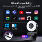 EMEET S600L 4K Webcam for Streaming with Ring Light, 4 Lighting Modes, Rainbow Effect, 1/2″ Sensor, AI Imaging, 0.2S PDAF, 2 Mics, Dial Control, 4K Webcam with Light for OBS/Twitch/YouTube/Zoom/PC/Mac