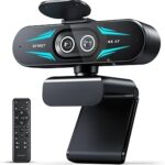 EMEET C60E Dual-Camera 4K Webcam for Streaming, Wide-Angle and Telephoto Cameras, Max 11X Hybrid Zoom & PDAF Autofocus, Remote Control, RGB Lighting, 2 Mics, Ideal for Livestreaming and Online Meeting