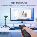 EMEET C60E Dual-Camera 4K Webcam for Streaming, Wide-Angle and Telephoto Cameras, Max 11X Hybrid Zoom & PDAF Autofocus, Remote Control, RGB Lighting, 2 Mics, Ideal for Livestreaming and Online Meeting