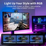 EMEET C60E Dual-Camera 4K Webcam for Streaming, Wide-Angle and Telephoto Cameras, Max 11X Hybrid Zoom & PDAF Autofocus, Remote Control, RGB Lighting, 2 Mics, Ideal for Livestreaming and Online Meeting