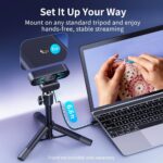 EMEET C60E Dual-Camera 4K Webcam for Streaming, Wide-Angle and Telephoto Cameras, Max 11X Hybrid Zoom & PDAF Autofocus, Remote Control, RGB Lighting, 2 Mics, Ideal for Livestreaming and Online Meeting