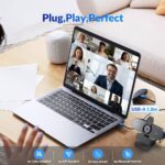 4K Webcam for PC with PDAF & CDAF Dual-autofocus, Ultra 4K HD, 2 Noise Reduction Mics, Auto Light Correction, USB-A, Privacy Cover, 79°FOV, Streaming Camera for PC, Mac, Laptop, Video Calls