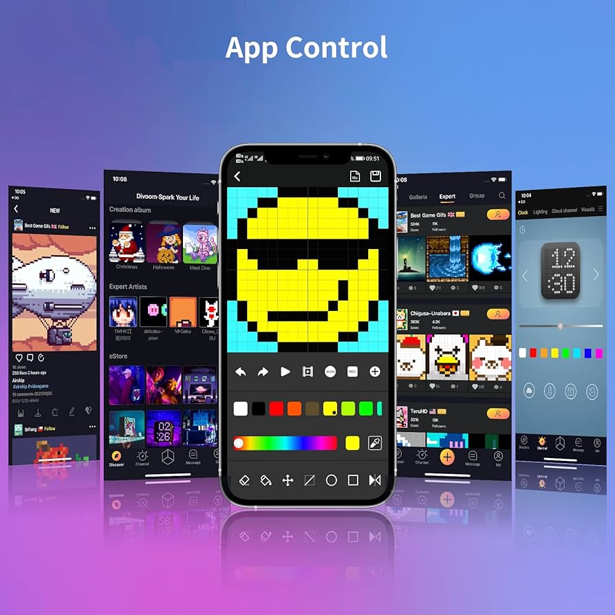 Divoom LED Light Pixel Display Panel Suit for RGB Light Bars, Smart App Control with Cool Animation Desk Setup for PC, TV, Gaming Room Decor