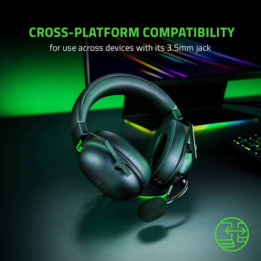 Razer BlackShark V2 X Gaming Headset: 7.1 Surround Sound – 50mm Drivers – Memory Foam Cushion – For PC, PS4, PS5, Switch – 3.5mm Audio Jack – Black