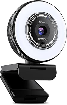NexiGo N680E Pro, 4K UHD Streaming Webcam with Ring Light, PDAF Autofocus, 1080P@60FPS, 2 Noise Canceling Mics, Privacy Cover, USB Camera for Zoom/Teams/Twitch/Google Meet