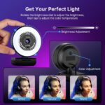 NexiGo N680E Pro, 4K UHD Streaming Webcam with Ring Light, PDAF Autofocus, 1080P@60FPS, 2 Noise Canceling Mics, Privacy Cover, USB Camera for Zoom/Teams/Twitch/Google Meet