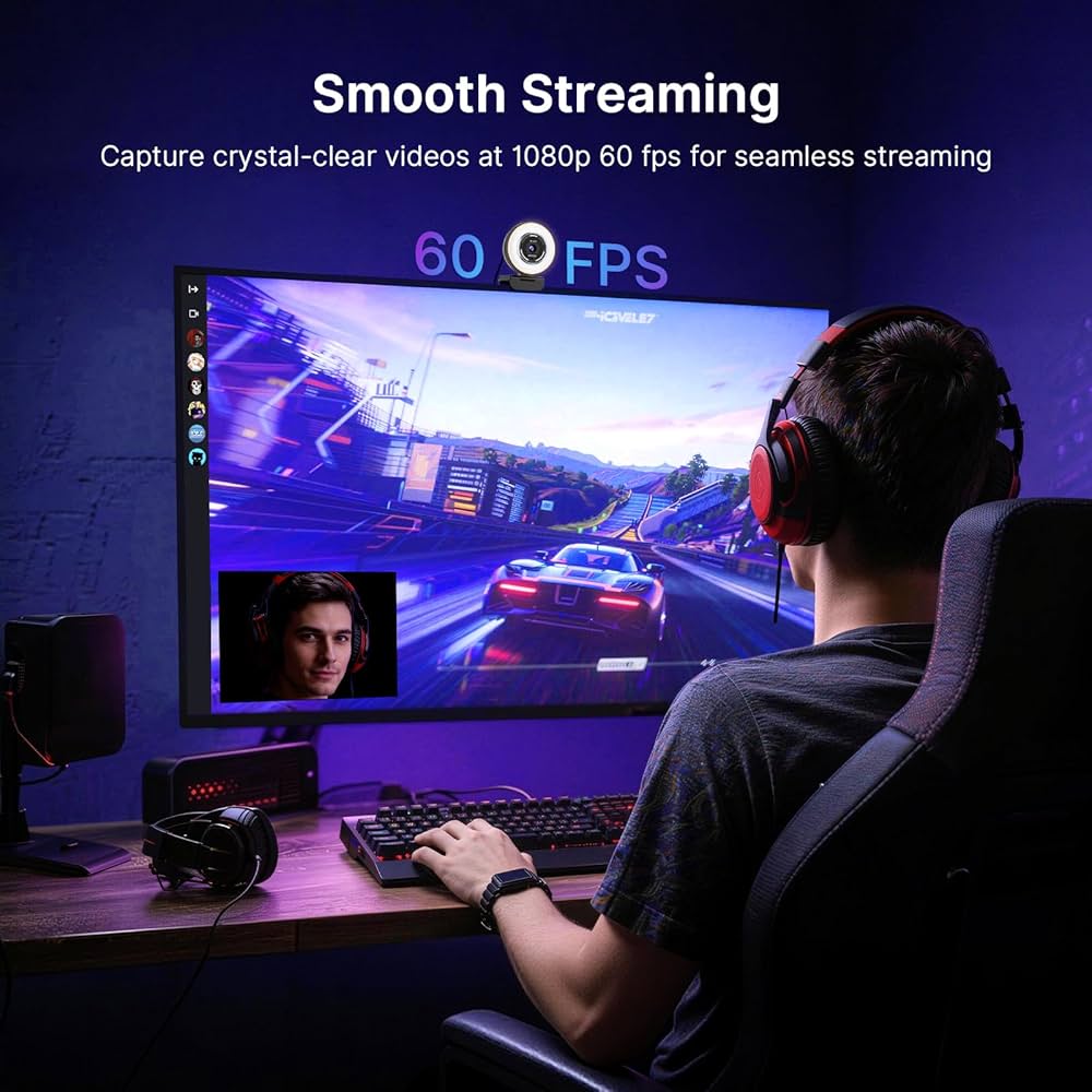 NexiGo N680E Pro, 4K UHD Streaming Webcam with Ring Light, PDAF Autofocus, 1080P@60FPS, 2 Noise Canceling Mics, Privacy Cover, USB Camera for Zoom/Teams/Twitch/Google Meet