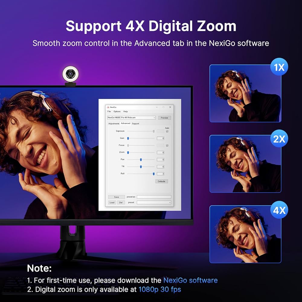 NexiGo N680E Pro, 4K UHD Streaming Webcam with Ring Light, PDAF Autofocus, 1080P@60FPS, 2 Noise Canceling Mics, Privacy Cover, USB Camera for Zoom/Teams/Twitch/Google Meet