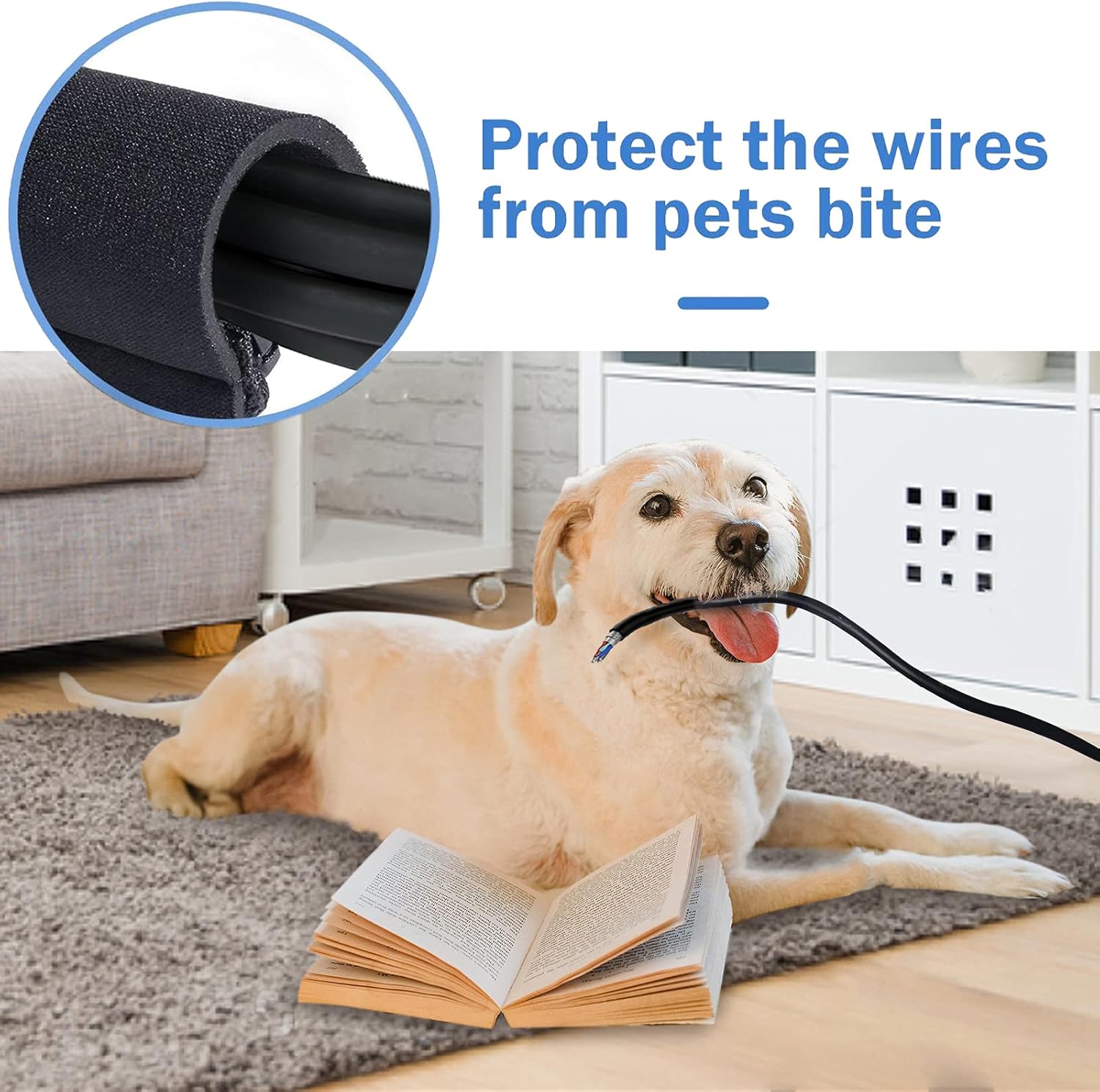 JOTO 4 Pack Cable Management Sleeve, 19-20 Inches Cord Organizer System with Zipper for TV Computer Office Home Entertainment, Flexible Cable Sleeve Wrap Cover Wire Hider System -Black