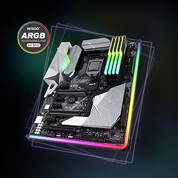 Vetroo LED Strip for PC, 21.7-inch 5V 3-Pin ARGB Light Bar, Chassis Lighting for Aura SYNC, Gigabyte RGB Fusion, MSI Mystic Light Sync with 8 Bracket