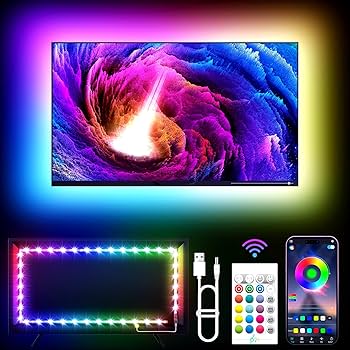 TV LED Lights, 11.5ft LED Lights for 32-55 Inch TV, RGB TV Backlight Behind with Remote, Music Sync Bluetooth APP Control Strip Lights USB Powered for Bedroom, PC, Gaming Monitor
