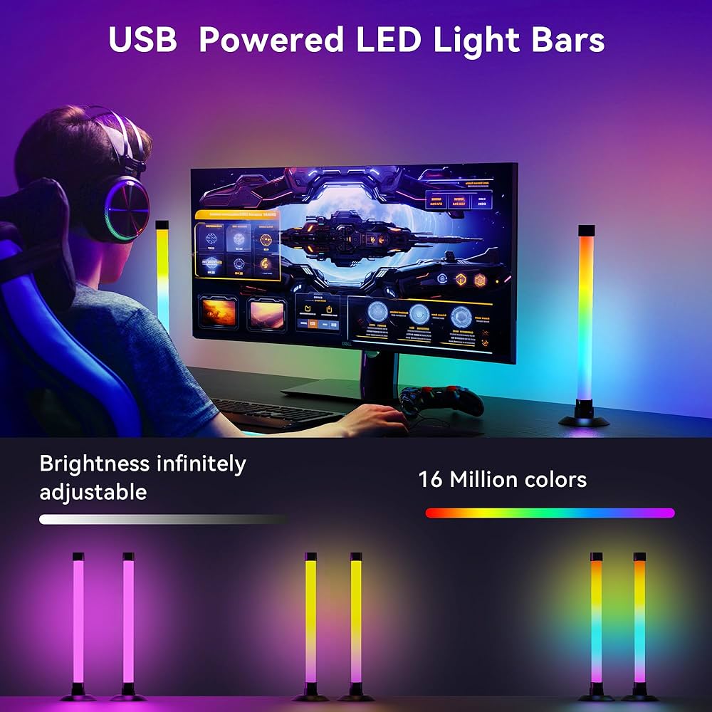 Led Light Bar with Music Sync, Color Changing TV Backlight App & Remote Control, IC+RGB & W Smart RGB Light Bar, USB Powered Led Lights for TV, PC Room Monitor Backlight Gaming Accessories
