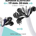 AGPTEK White Cable Sleeve Cover, 2 Pack 5ft – 1.2 inch Desk Cord Organizer Cable Hider, Home Office Wire Management Computer TV Wire Loom Tubing, Pet Proof Cord Protector, from Cat Dog Chewing, White