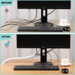 AGPTEK White Cable Sleeve Cover, 2 Pack 5ft – 1.2 inch Desk Cord Organizer Cable Hider, Home Office Wire Management Computer TV Wire Loom Tubing, Pet Proof Cord Protector, from Cat Dog Chewing, White