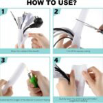 AGPTEK White Cable Sleeve Cover, 2 Pack 5ft – 1.2 inch Desk Cord Organizer Cable Hider, Home Office Wire Management Computer TV Wire Loom Tubing, Pet Proof Cord Protector, from Cat Dog Chewing, White