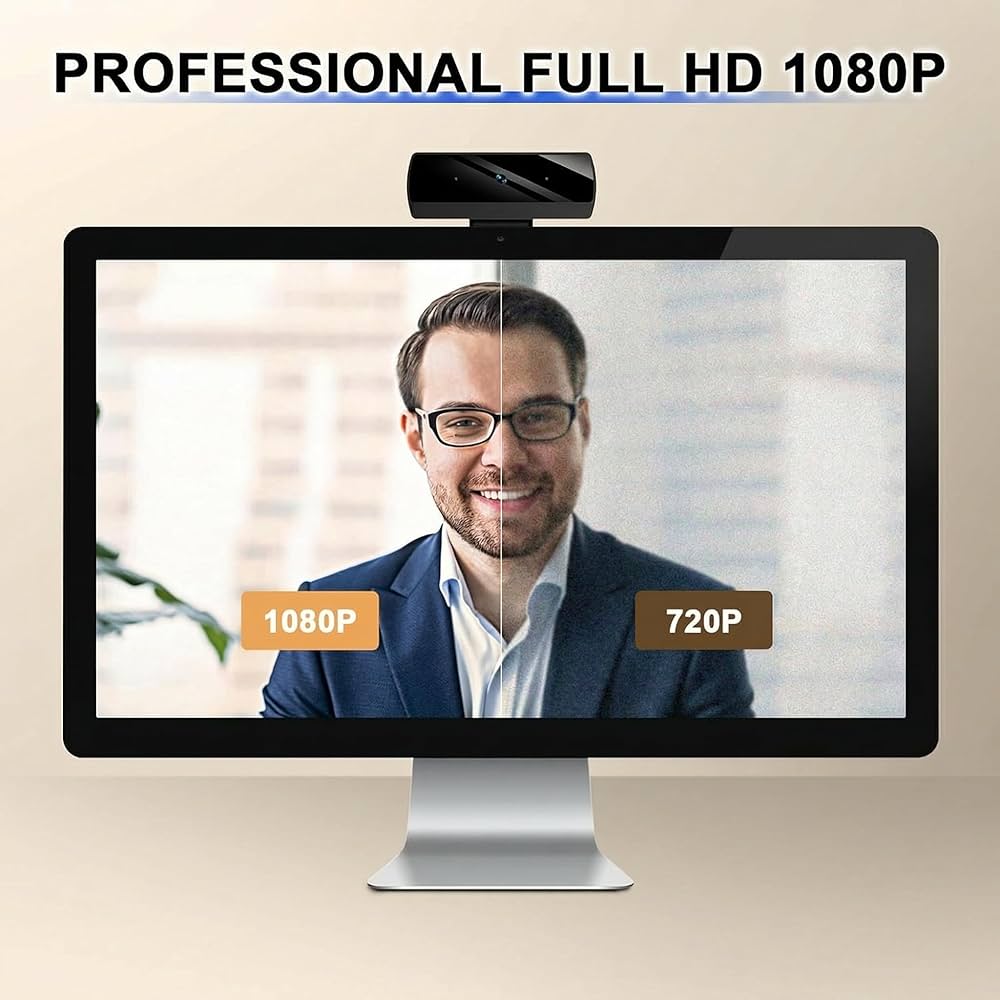 1080P Webcam with Microphone, Full HD Video Calling Web Camera, HD Light Correction Streaming Webcam for Zoom/Skype/Teams, Plug and Play PC Camera Web cam for Windows & Mac
