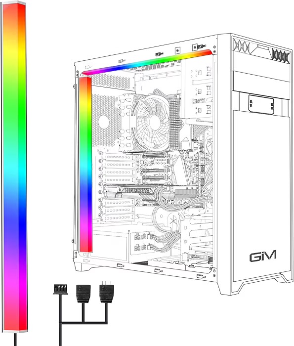 GIM KB-14 RGB PC Light Strip for Gaming Case, Compatible with GIM Hub, Magnetic Addressable LED Strip Kit, 5V ARGB 4Pin Header for Asus Aura, Asrock LED, Gigabyte RGB Fusion, MSI Mystic Light- 0.98ft