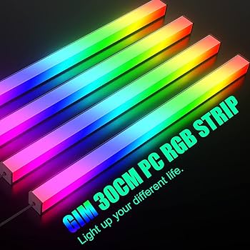 GIM KB-14 RGB PC Light Strip for Gaming Case, Compatible with GIM Hub, Magnetic Addressable LED Strip Kit, 5V ARGB 4Pin Header for Asus Aura, Asrock LED, Gigabyte RGB Fusion, MSI Mystic Light- 0.98ft