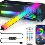 Monitor Down Light Bar, RGB Screen Desk Light PC, Dimmable LED Dynamic Rainbow Effect, Adjustable Brightness, Speed and Music, Remote Control Color Change, for Game Room