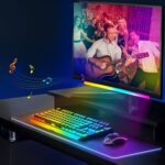 Monitor Down Light Bar, RGB Screen Desk Light PC, Dimmable LED Dynamic Rainbow Effect, Adjustable Brightness, Speed and Music, Remote Control Color Change, for Game Room