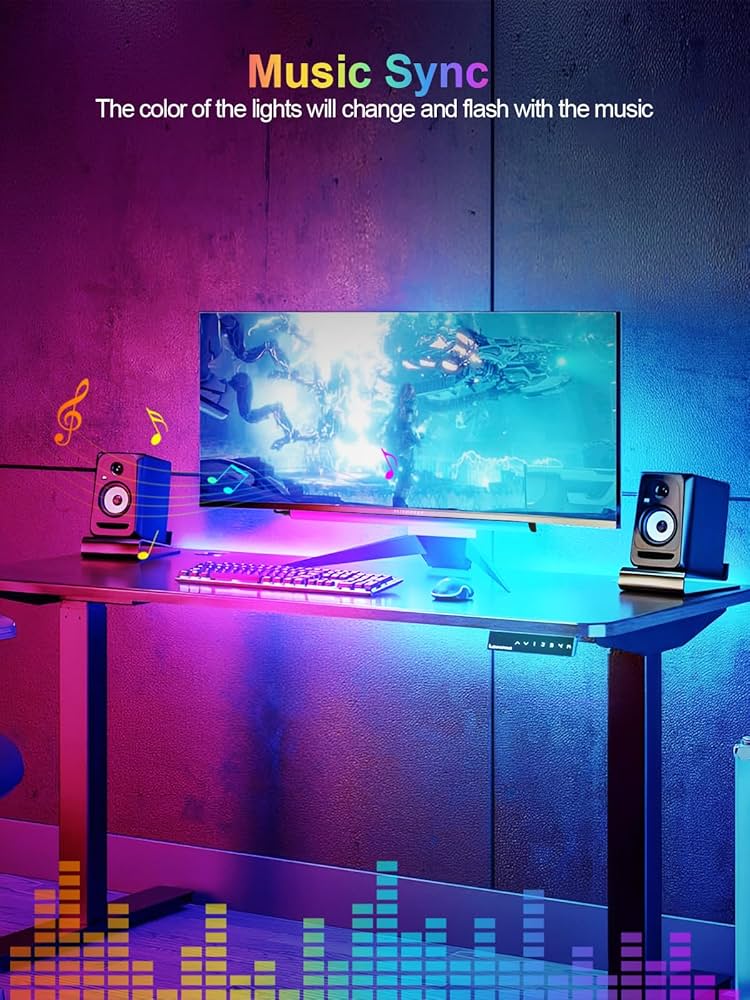 Monitor Down Light Bar, RGB Screen Desk Light PC, Dimmable LED Dynamic Rainbow Effect, Adjustable Brightness, Speed and Music, Remote Control Color Change, for Game Room