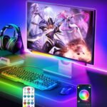 Monitor Down Light Bar, RGB Screen Desk Light PC, Dimmable LED Dynamic Rainbow Effect, Adjustable Brightness, Speed and Music, Remote Control Color Change, for Game Room