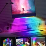 Monitor Down Light Bar, RGB Screen Desk Light PC, Dimmable LED Dynamic Rainbow Effect, Adjustable Brightness, Speed and Music, Remote Control Color Change, for Game Room