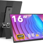 Portable Monitor, 16 Inch FHD 1200P, Horizontal/Vertical Monitor, Plug & Play, Built-in Speakers & Headphone Jack, Travel Monitor for Laptop with Premium Smart Cover