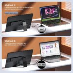 Portable Monitor, 16 Inch FHD 1200P, Horizontal/Vertical Monitor, Plug & Play, Built-in Speakers & Headphone Jack, Travel Monitor for Laptop with Premium Smart Cover