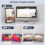 Portable Monitor, 16 Inch FHD 1200P, Horizontal/Vertical Monitor, Plug & Play, Built-in Speakers & Headphone Jack, Travel Monitor for Laptop with Premium Smart Cover