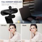 USB HD 1080P Video Webcam and Wide Angle Camera with Built-in Microphone and Rotatable Tripod,for Laptop Computer or Desktop PC,Great for Live Streaming.Calls.Video Conferencing(Black)