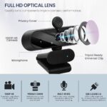 USB HD 1080P Video Webcam and Wide Angle Camera with Built-in Microphone and Rotatable Tripod,for Laptop Computer or Desktop PC,Great for Live Streaming.Calls.Video Conferencing(Black)