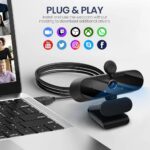 USB HD 1080P Video Webcam and Wide Angle Camera with Built-in Microphone and Rotatable Tripod,for Laptop Computer or Desktop PC,Great for Live Streaming.Calls.Video Conferencing(Black)