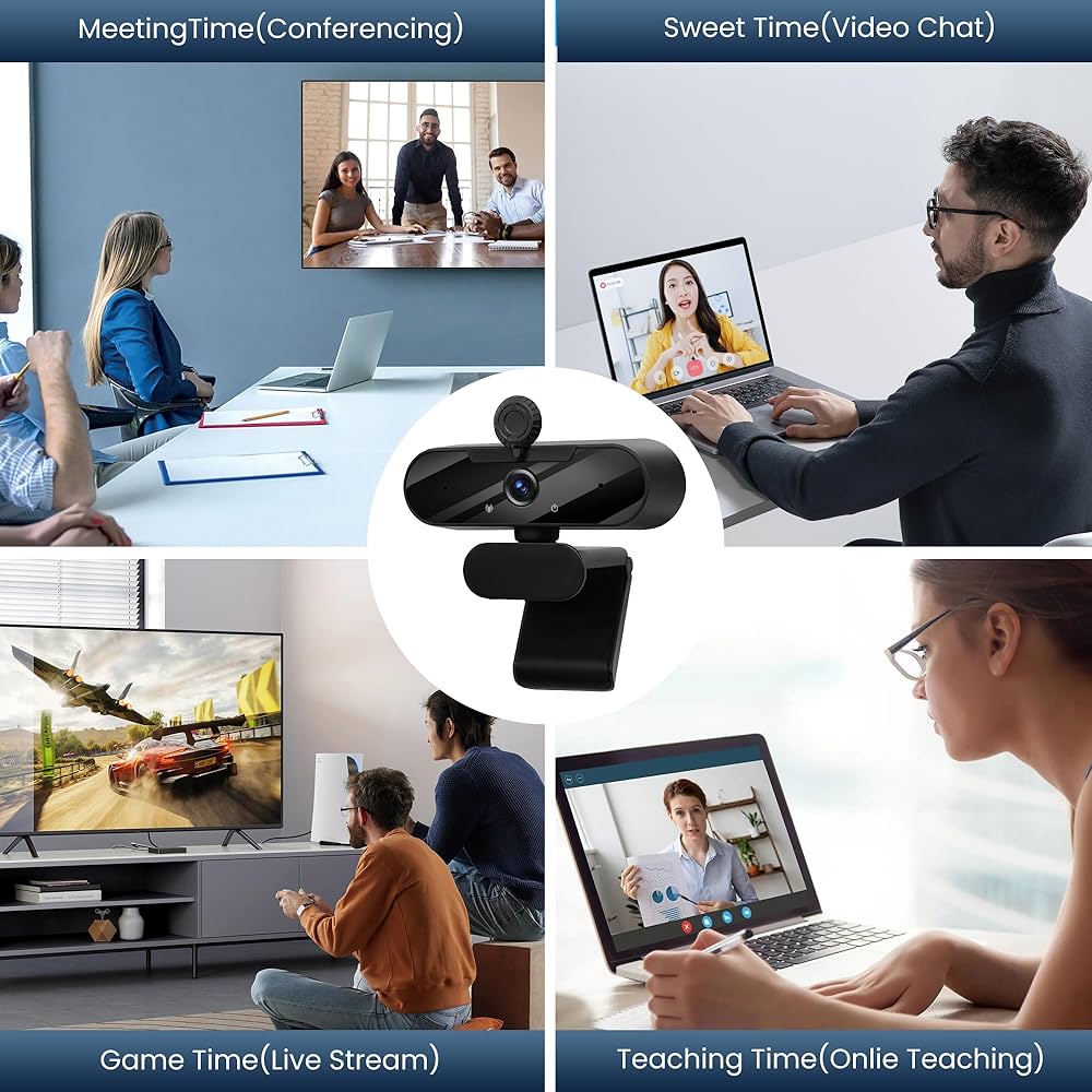 USB HD 1080P Video Webcam and Wide Angle Camera with Built-in Microphone and Rotatable Tripod,for Laptop Computer or Desktop PC,Great for Live Streaming.Calls.Video Conferencing(Black)